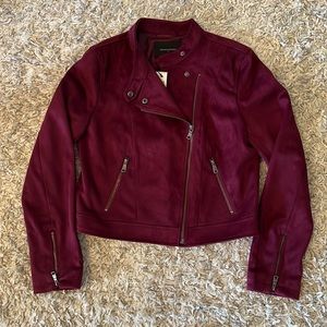 Banana Republic Vegan Suede Moto Jacket in Maroon